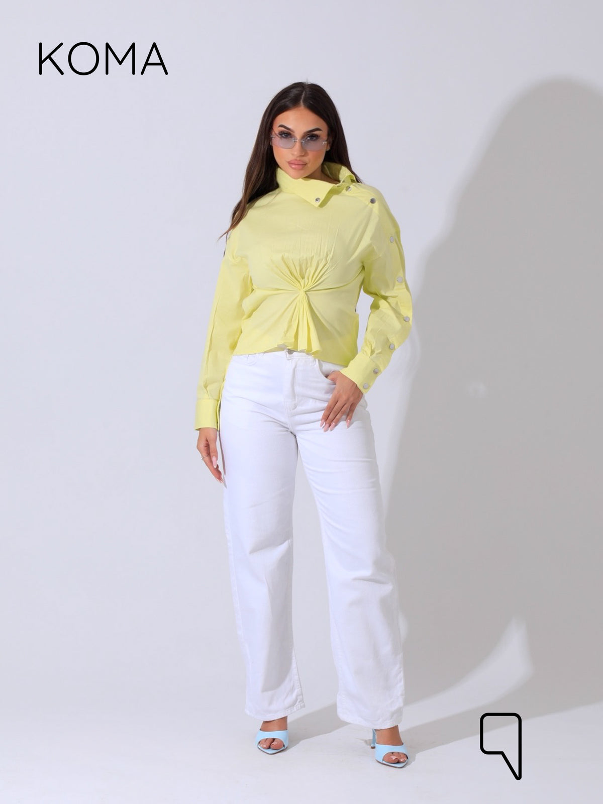 issy snap-button Shirt - Dust Yellow