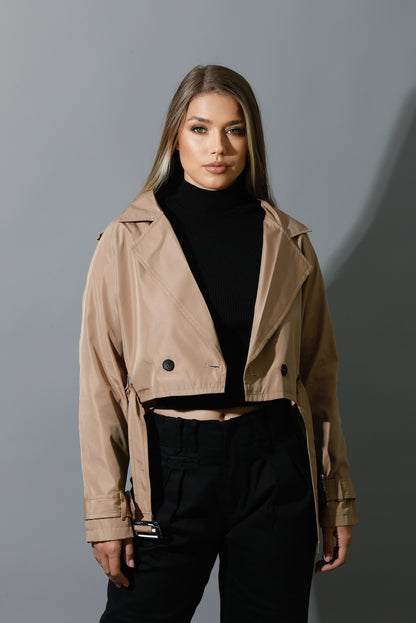 Double Breasted Trench Jacket - Beige