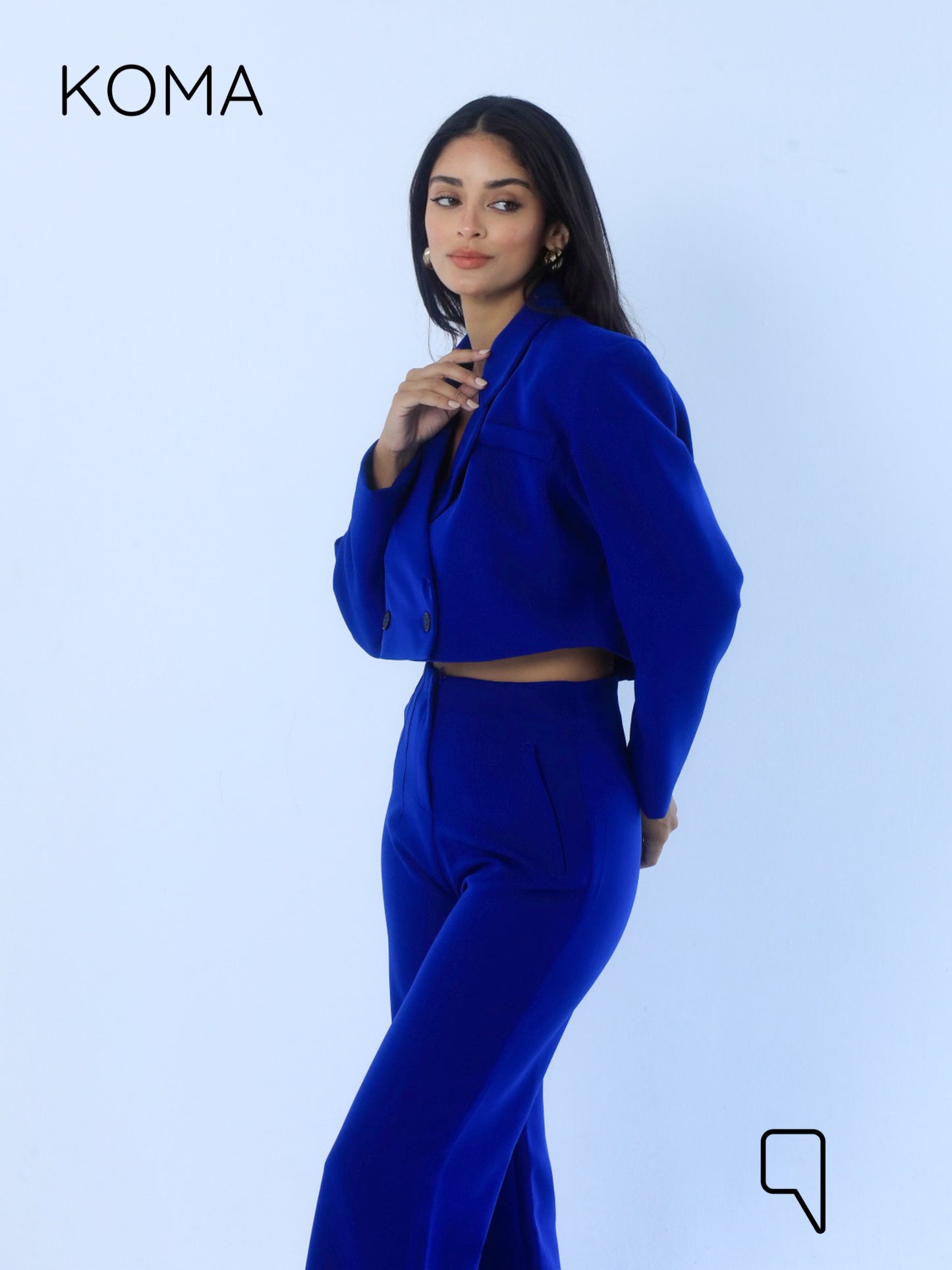 Uma Cropped Blazer - Electric Blue