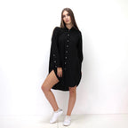 Oversized Shirt Dress - Black