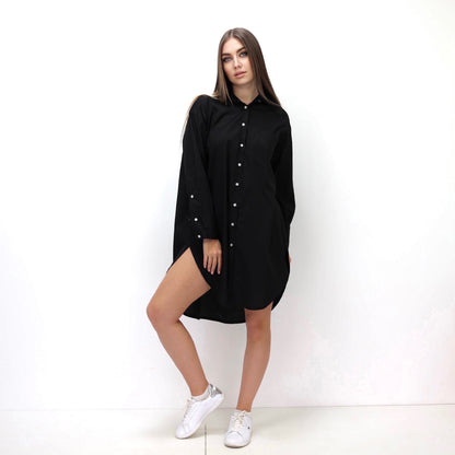 Oversized Shirt Dress - Black