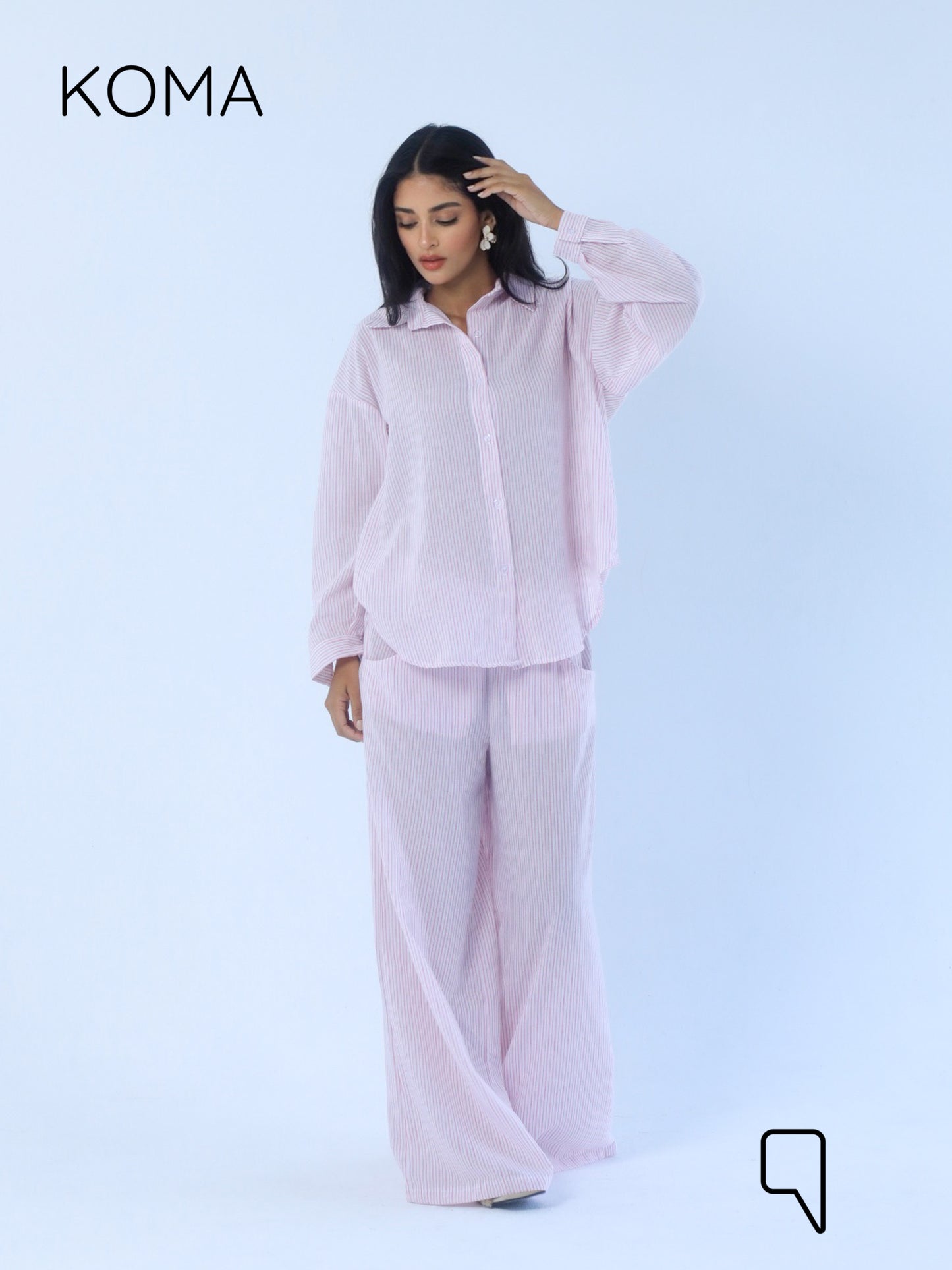 Matilda Long Sleeves Shirt - Striped Pink