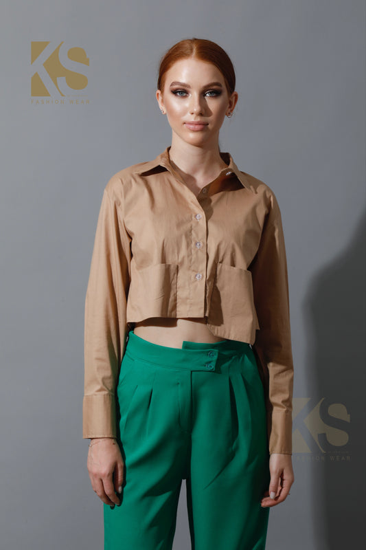 Cropped Shirt - Beige
