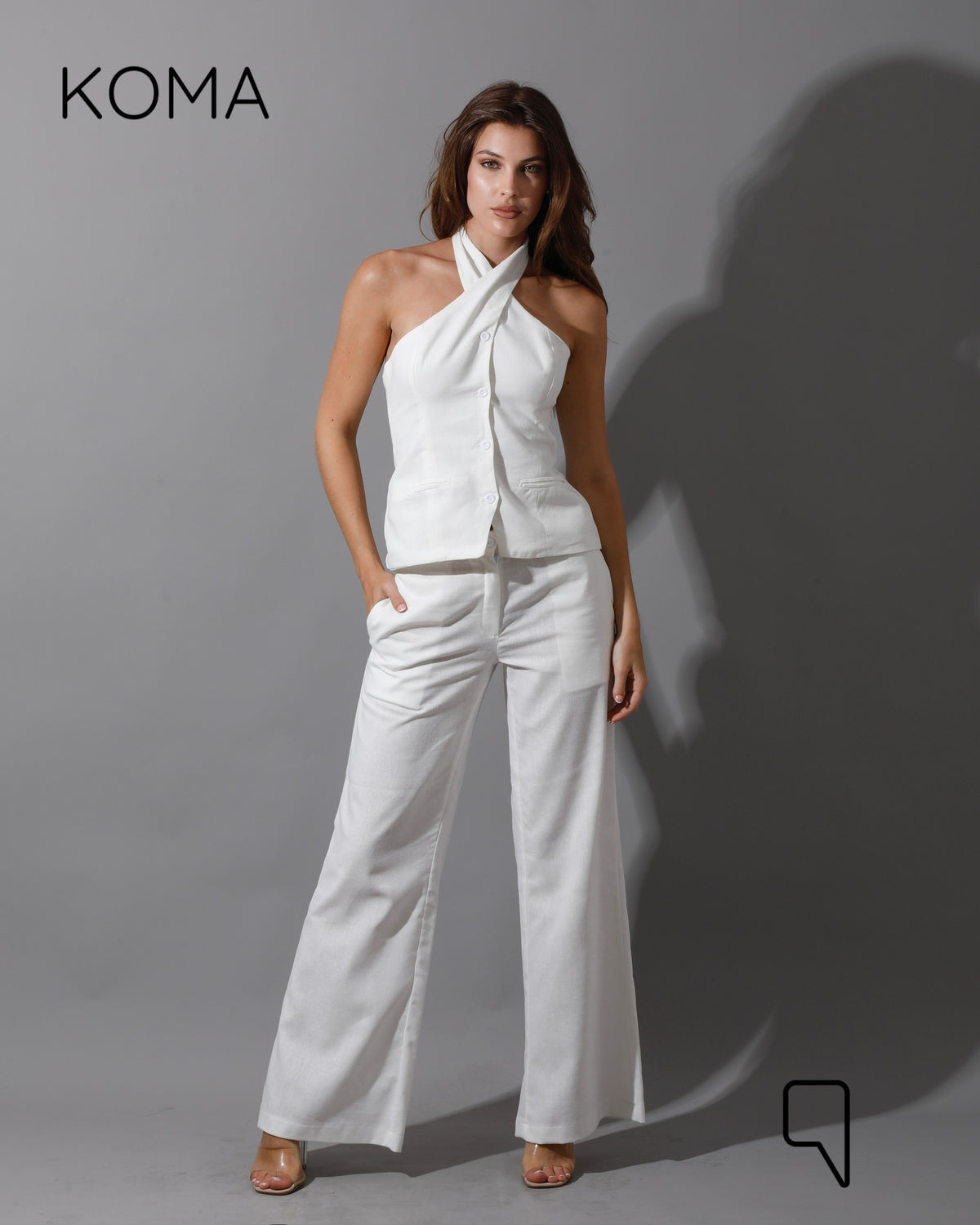Hallie Wide Leg Pants - White
