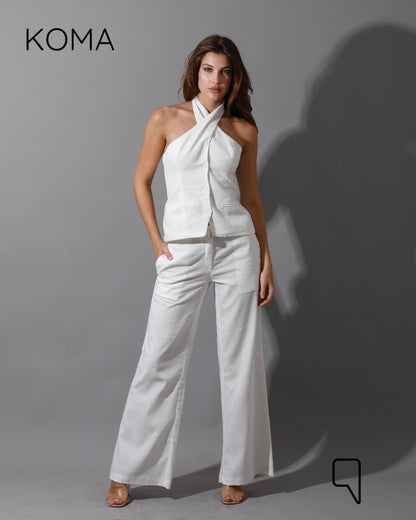 Hallie Halter Neck Vest - White