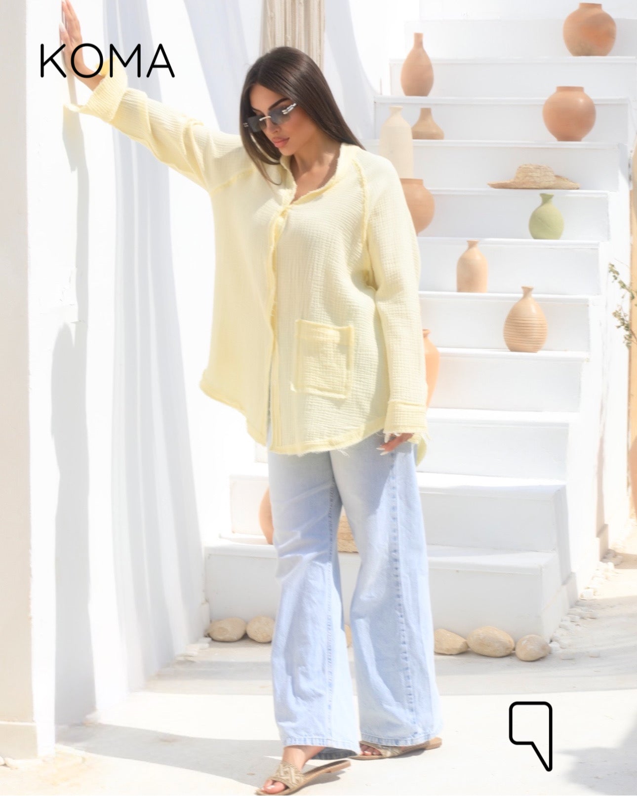 Greta Crincle Shirt - Yellow