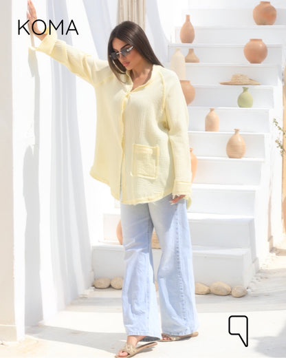 Greta Crincle Shirt - Yellow