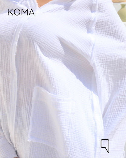 Greta Crincle Shirt - White