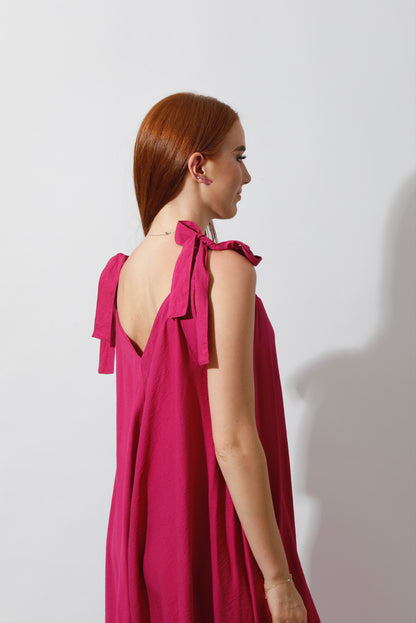 Tied Up Lose Jumpsuit - Barbie Pink