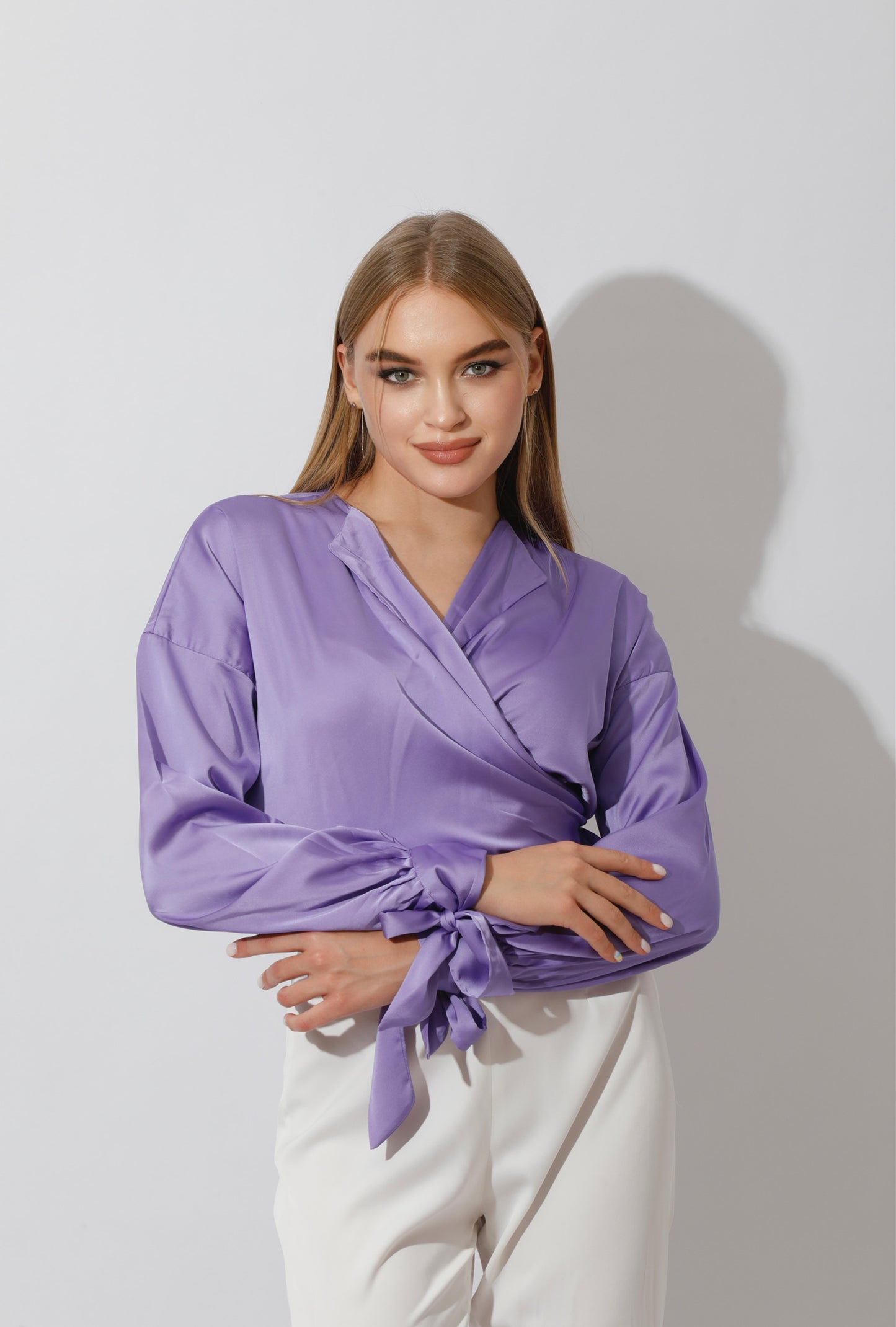 Wrap Tie Blouse - Lavender