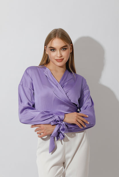 Wrap Tie Blouse - Lavender