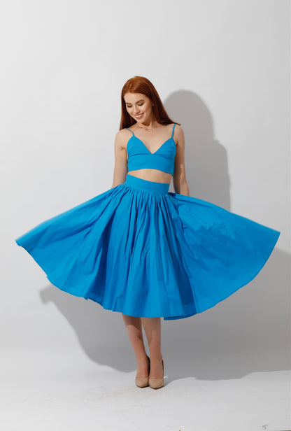 Co-Ord Flared Skirt - Blue