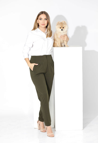High Waist Trousers - Olive