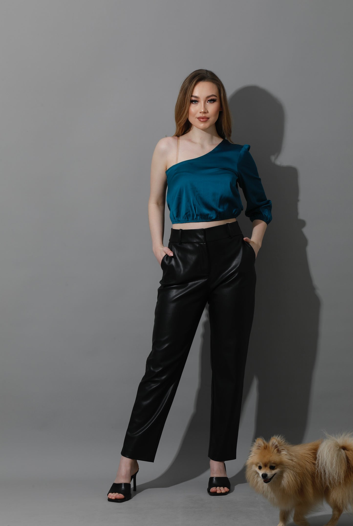 One Shoulder Blouse - Dark Green