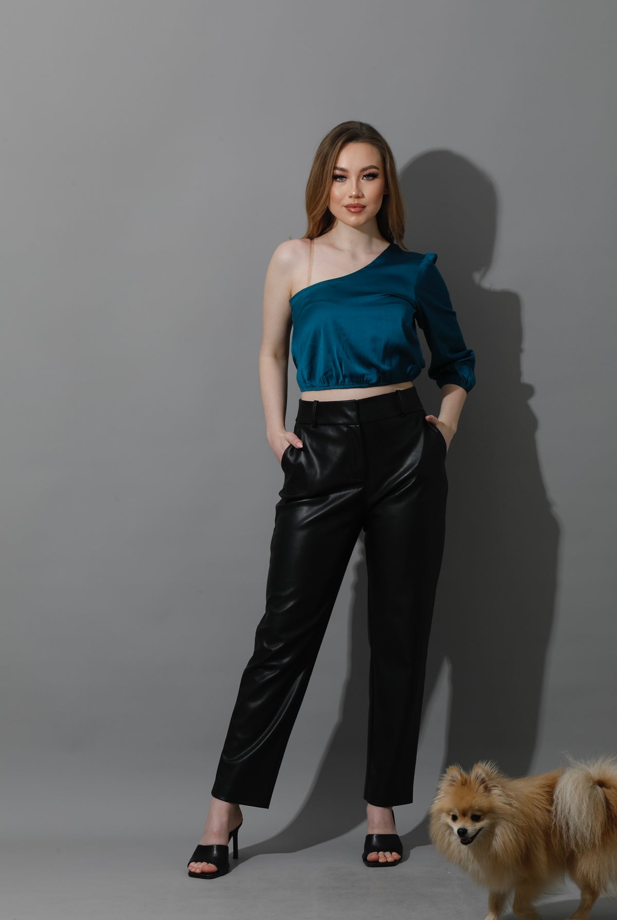 One Shoulder Blouse - Dark Green