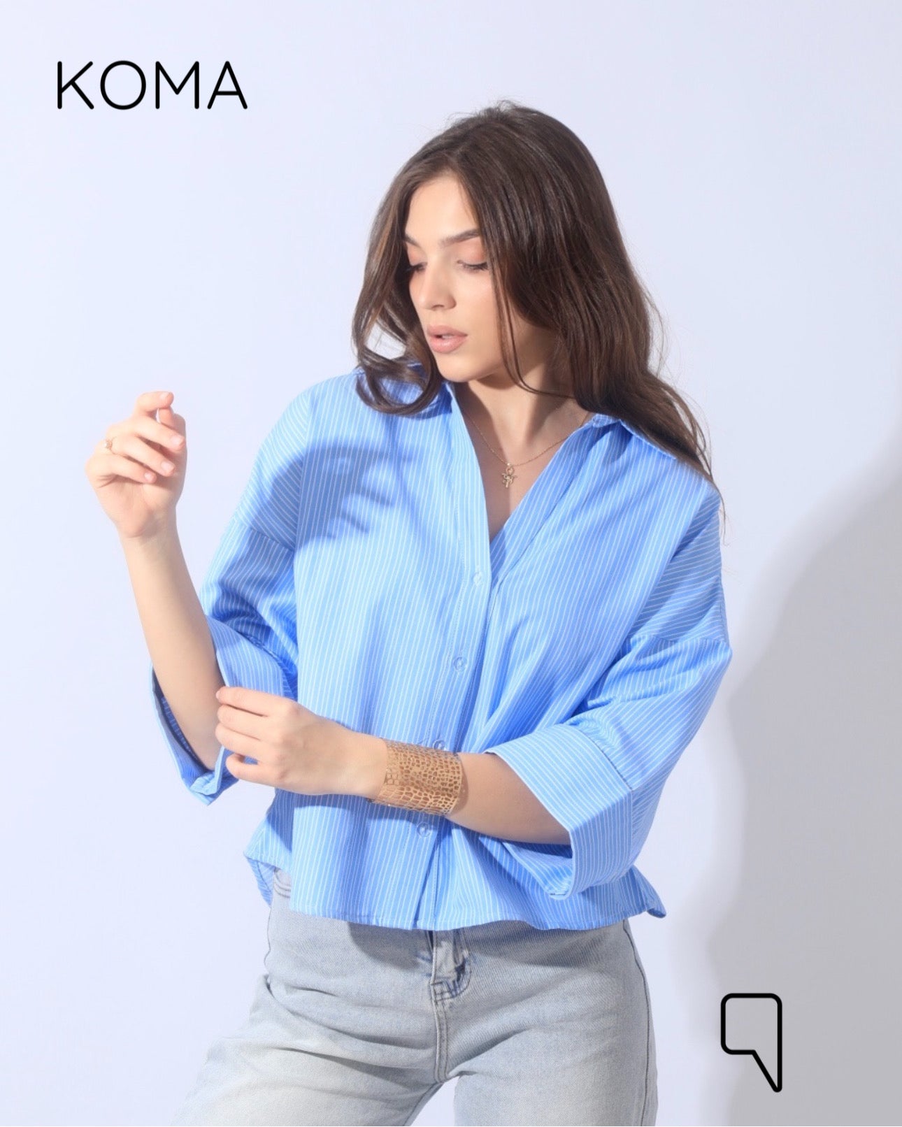 Sloane Striped Shirt With Wide Sleeves - Blue