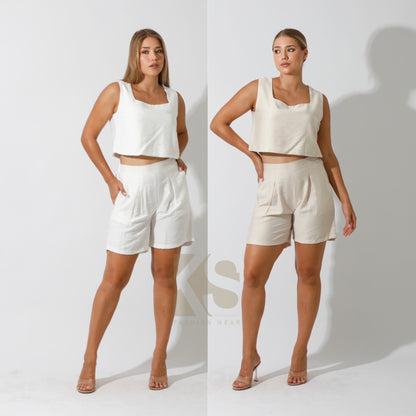 Flared Shorts - White