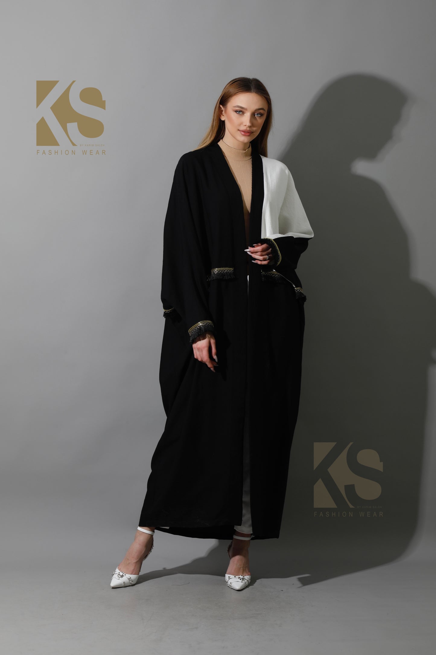 Lose Double Color Kaftan - Black X White