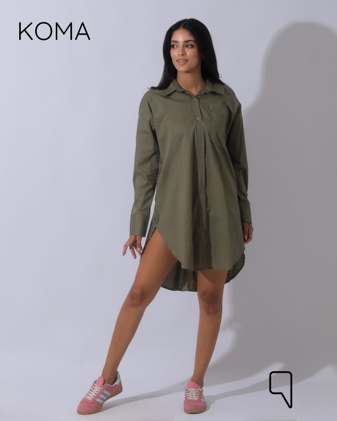 Oversized Shirt Dress - Olive