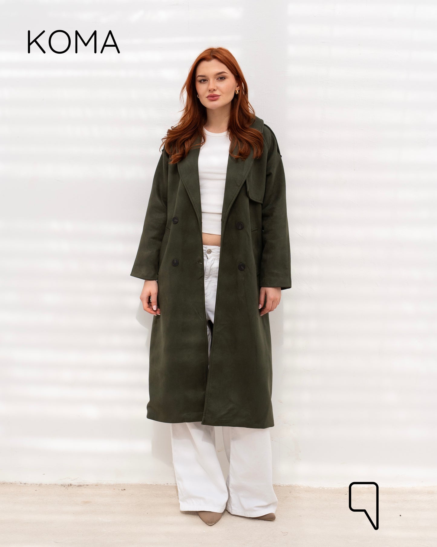 Lydia Double Breasted Trench Coat - Olive