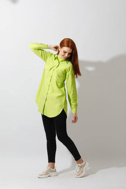 Shirt ‏with Two Pockets - Lime Green