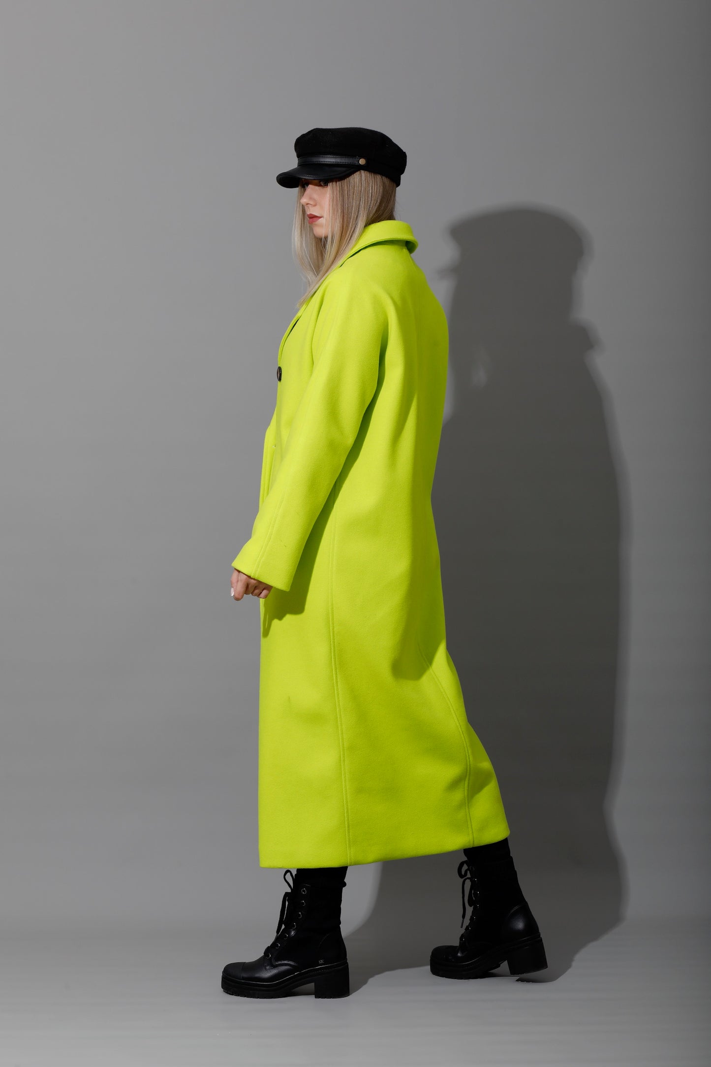 Darcy Long Double Breasted Coat - Lime Green