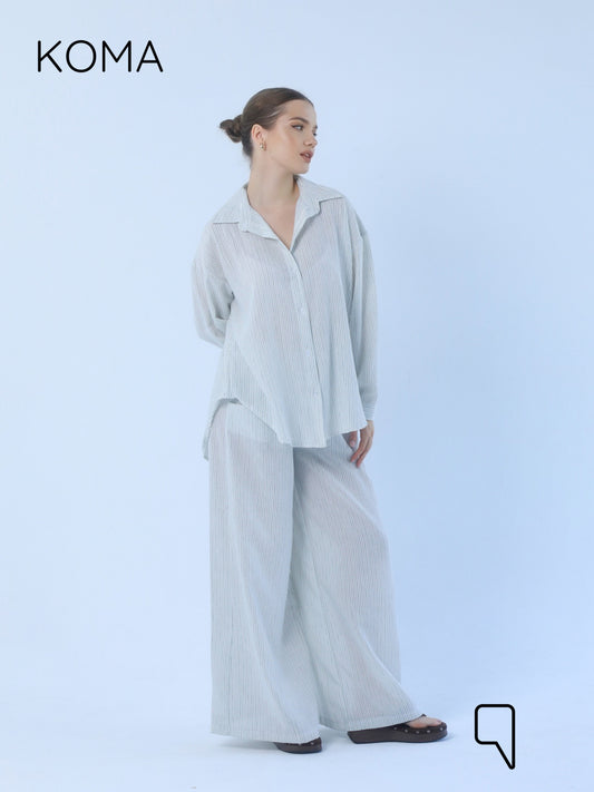 Matilda Wide Leg trousers - Striped Olive