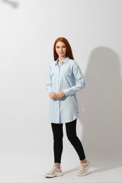 Shirt ‏with Two Pockets - Baby Blue