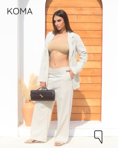 Candice Stripped Light Suit - Olive