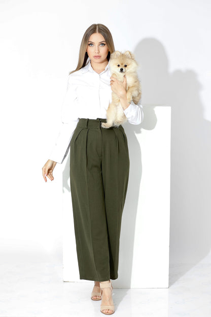 High Waist Trousers - Olive