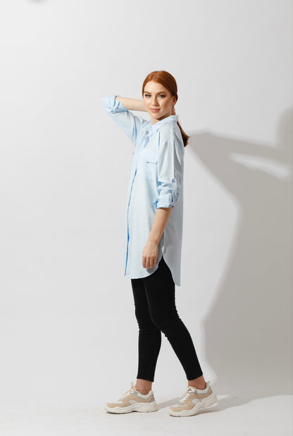 Shirt ‏with Two Pockets - Baby Blue