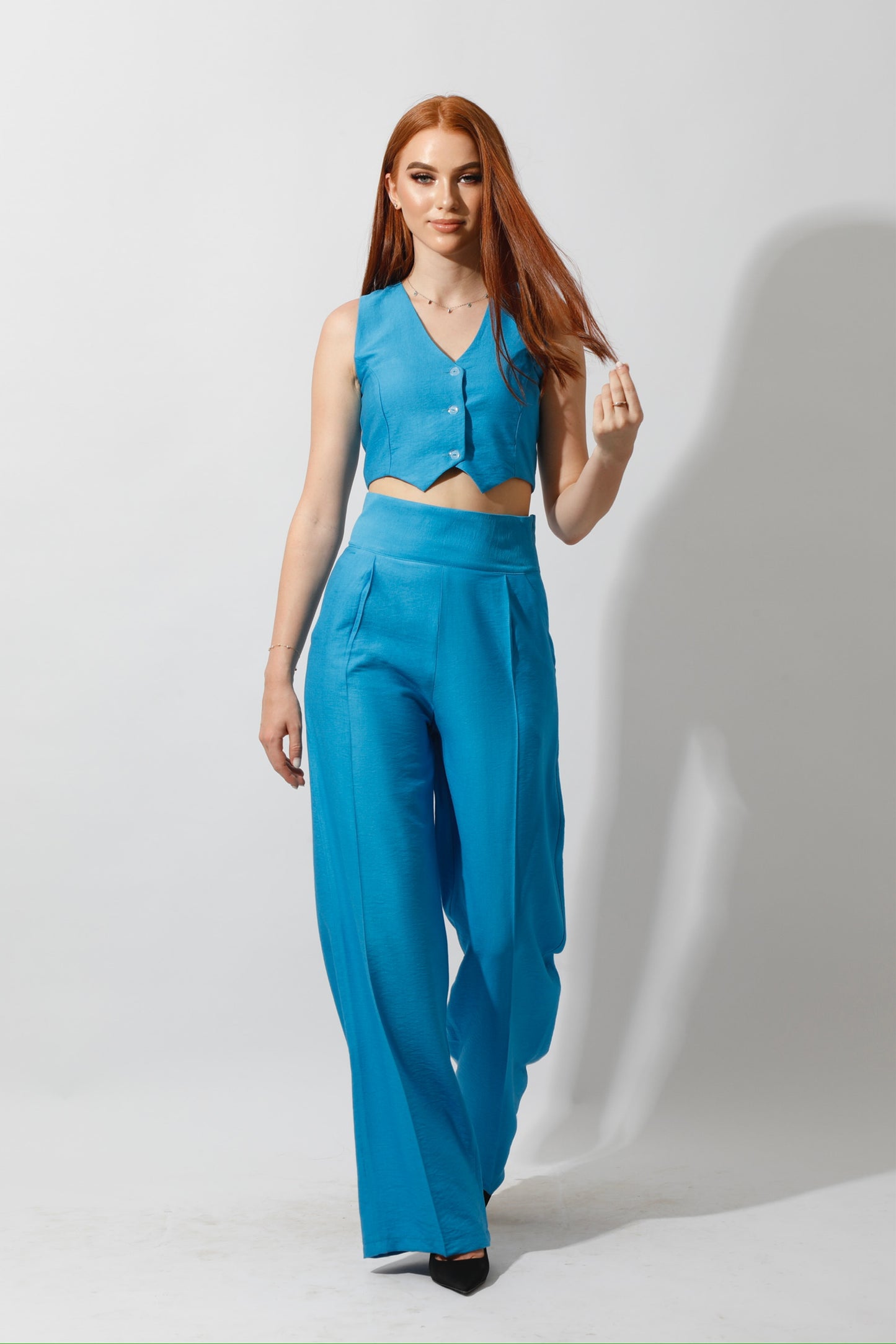 Co-Ord Vest Set - Aqua Blue