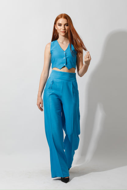 Co-Ord Vest Set - Aqua Blue