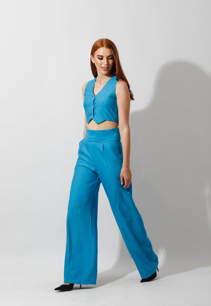 Co-Ord Vest Set - Aqua Blue