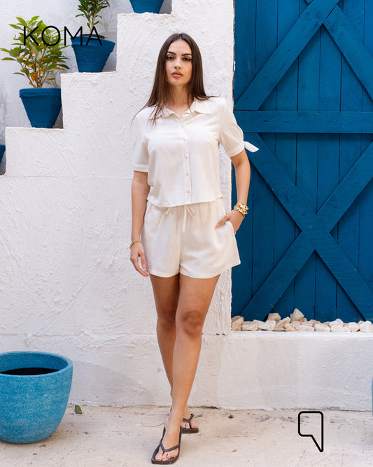 Aubrina Blend Boxer Bermuda - Beige