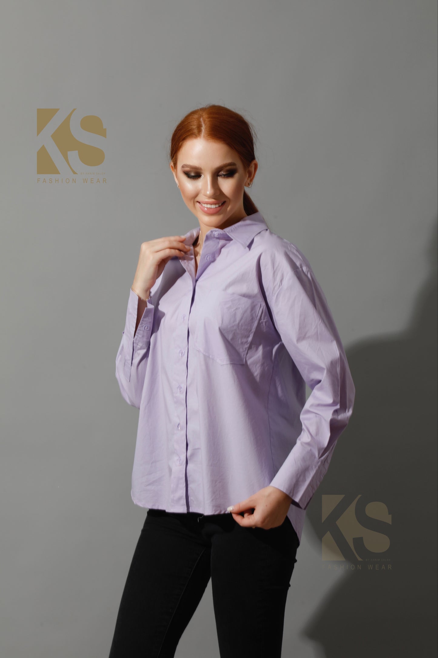 Back Slit Shirt - Lavender