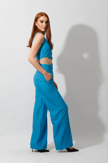 Co-Ord Vest Set - Aqua Blue