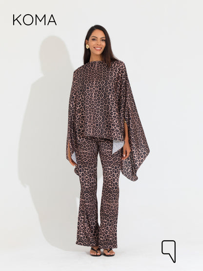 Celeste Satin Butterfly Blouse - Multicolored Tiger