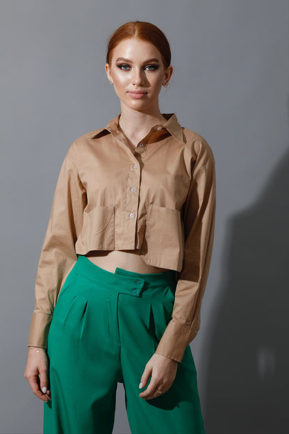 Cropped Shirt - Beige