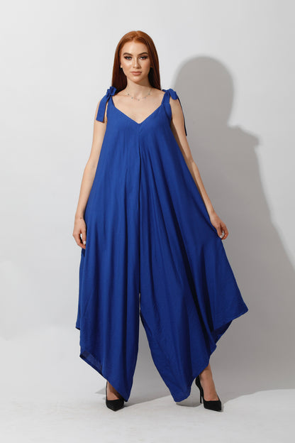 Tied Up Lose Jumpsuit - Electric Blue
