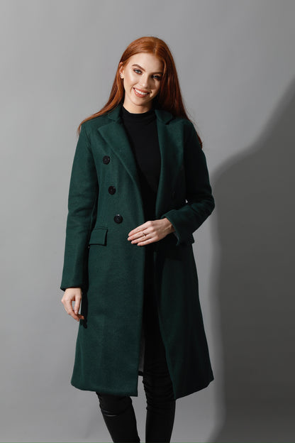 Front Open Coat - Deep Green