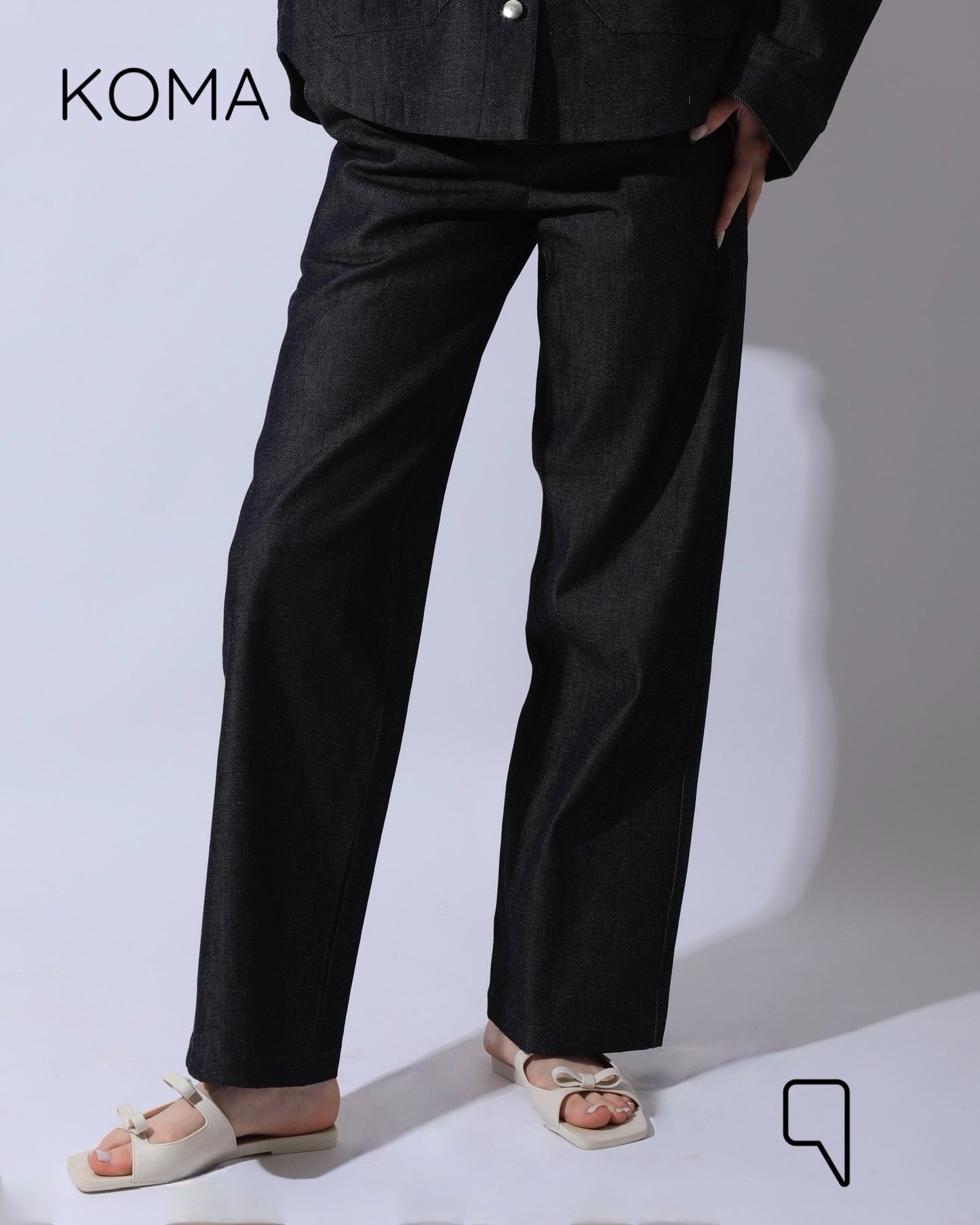 Juliette High-Waist Straight-Leg Trousers - Navy