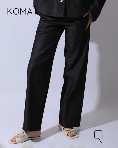 Juliette High-Waist Straight-Leg Trousers - Navy