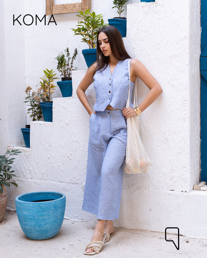 Judy Blend Waistcoat Jumpsuit - Baby Blue
