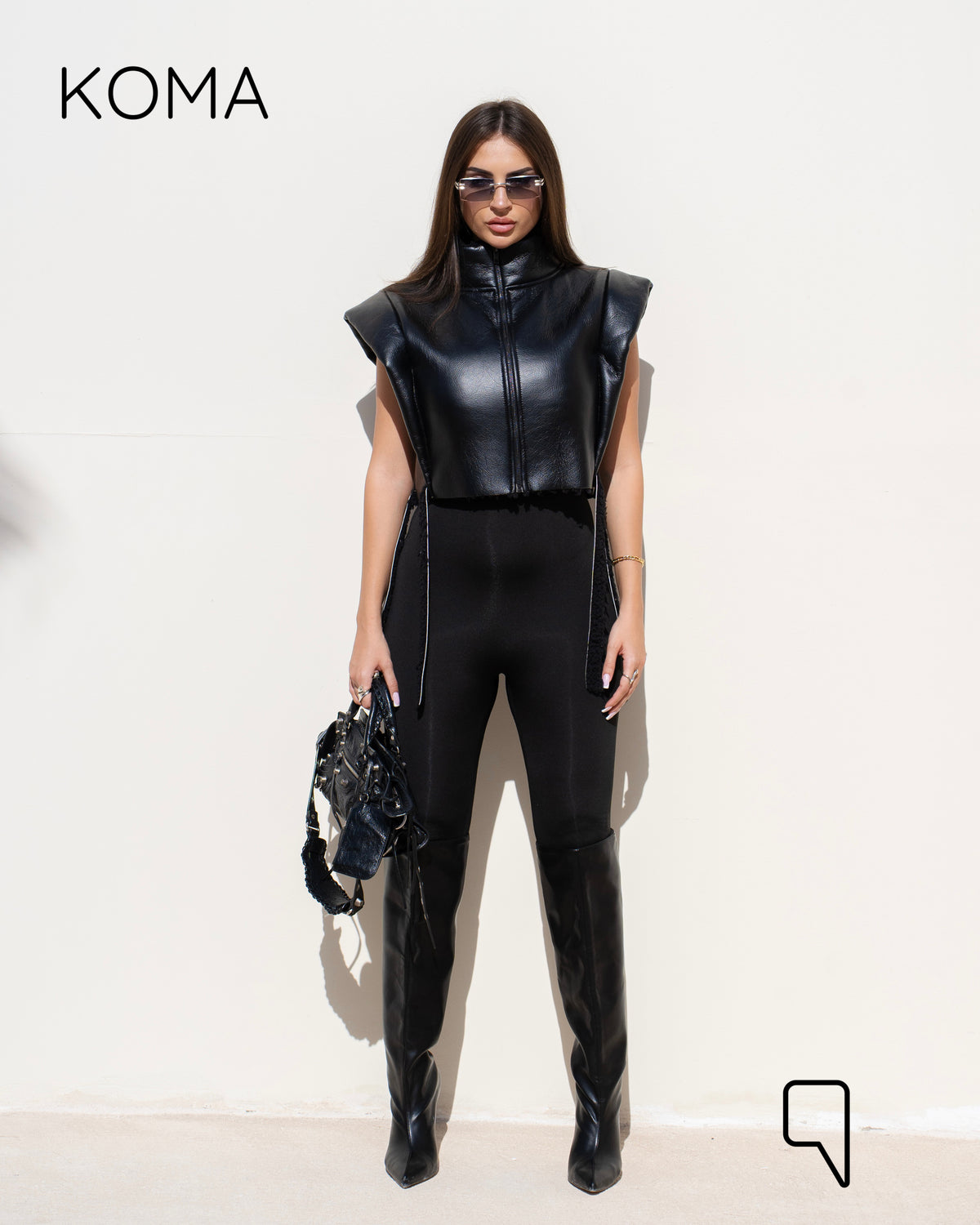Dixi Leather Fur Vest - Black