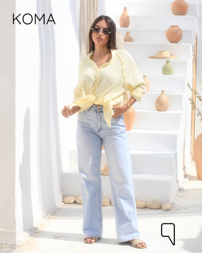 Greta Crincle Shirt - Yellow