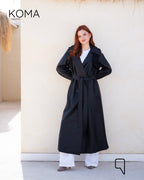 Novie Faux Leather & Suede Trench Coat - Black