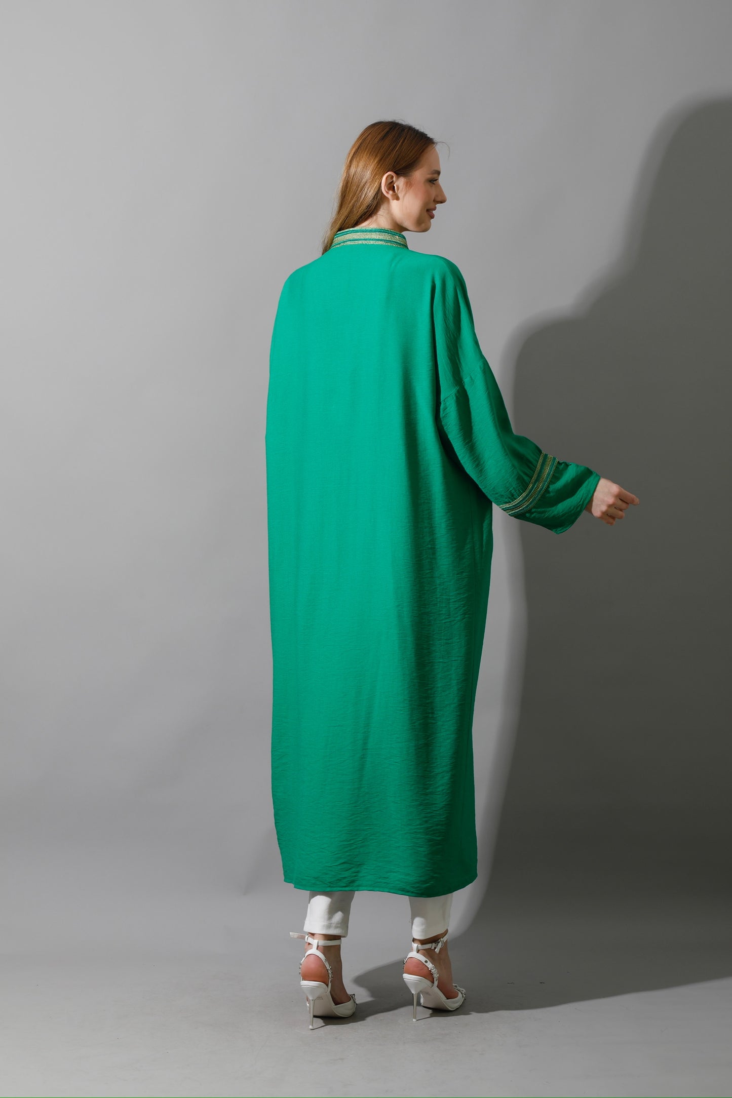 Long Kaftan - Green X Gold