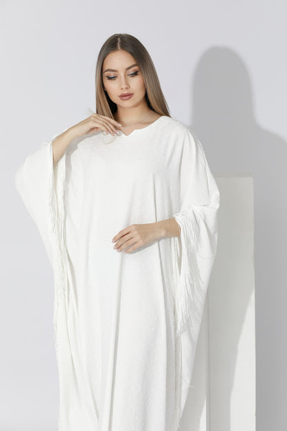 Fringed Maxi Dress - White