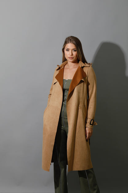 Wrap Trench Cardigan - Camel